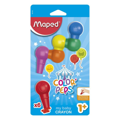 Мелки пластиковые  6цв Maped Color'peps Baby фигурные в блистере
