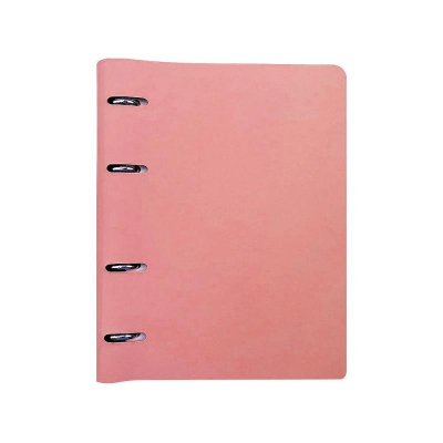 Тетрадь A5 120л клетка на кольцах Listoff® интегральная обложка искусственная кожа 'Soft Touch' розовая