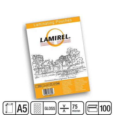 Пленка для ламинирования Lamirel A5   75мкм 100шт глянцевая