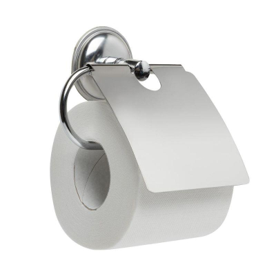 Держатель для туалетной бумаги металлический хромированный  c крышкой