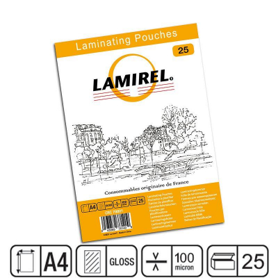 Пленка для ламинирования Lamirel A4  100мкм  25шт глянцевая