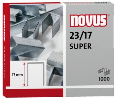 Скобы №23/17 на 110-140 листов 1000шт Novus Super стальные
