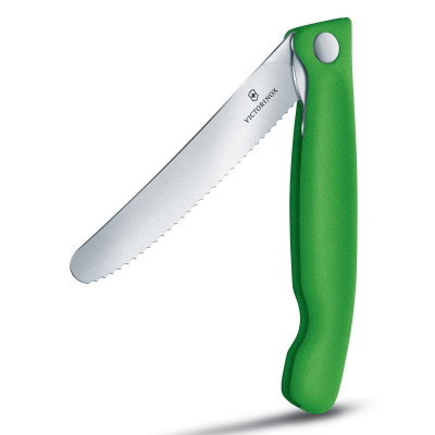 Нож кухонный Victorinox Classic 11см для овощей складной W-лезвие зеленая рукоятка