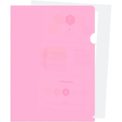 Папка-уголок A4  180мкм Бюрократ полупрозрачная глянцевая 'Pastel' розовая