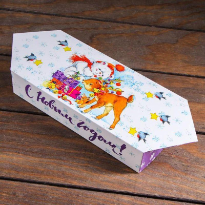 Коробка подарочная новогодняя конфета 20х10х 4см складная 'Лесная сказка'
