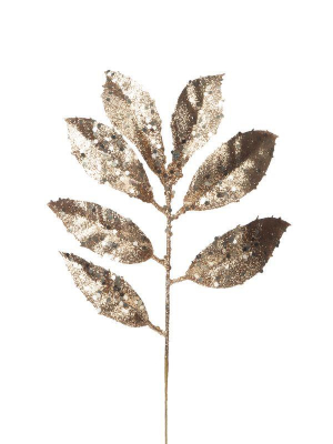Ветка декоративная 31х14см золотистая с листьями