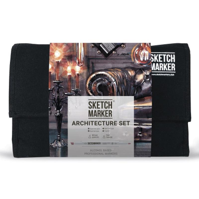Маркеры художественные спиртовые Sketchmarker 'Architecture' 24цв двусторонние + сумка органайзер