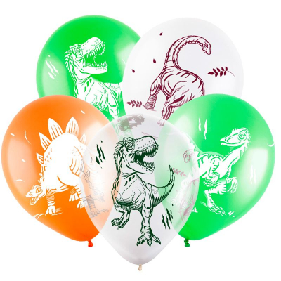 Шар воздушный Веселуха  30см с рисунком Динозавры