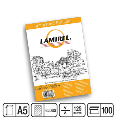 Пленка для ламинирования Lamirel A5  125мкм 100шт глянцевая