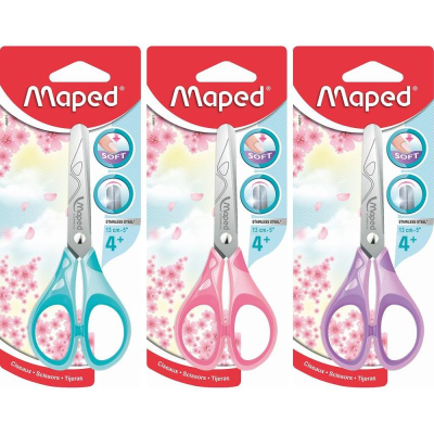 Ножницы детские 13см Maped 'Essentials' 'Soft' 'Pastel' с резиновыми вставками и закругленными концами в блистере