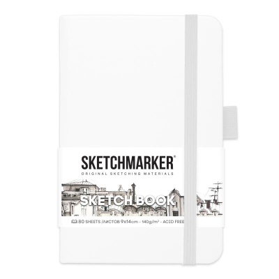Блокнот для набросков Sketchmarker  9х14см 140г  80л твердая обложка белый