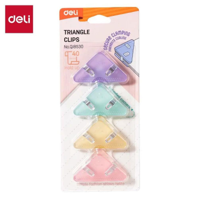Зажимы угловые 32мм Deli&nbsp;&nbsp;4шт цвета ассорти в блистере