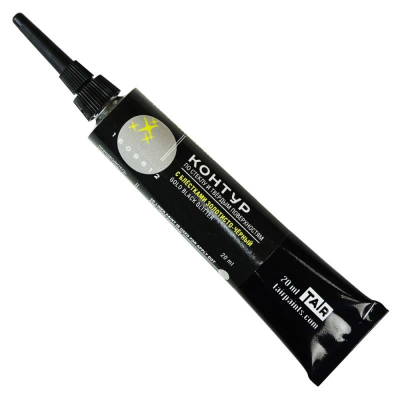 Контур акриловый по стеклу/твёрдым поверхностям с блёстками Таир золотисто-черный 20мл