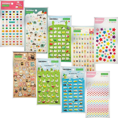 Наклейки декоративные бумажные объемные Hobby Time 'Забавные зверушки и звезды'  9 видов ассорти