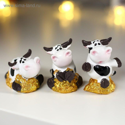 Сувенир новогодний 'Бычок, довольный жизнью' ассорти полиустоун 6х5х3см