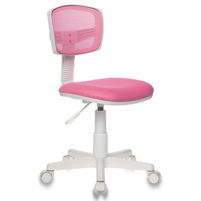 Кресло детское Бюрократ 299 сетчатая спинка ткань бело/розовое