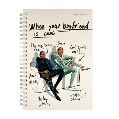 Тетрадь А5  60л клетка на гребне Bruno Visconti тонированный блок картонная матовая обложка 'When Your Boyfriend Is...'