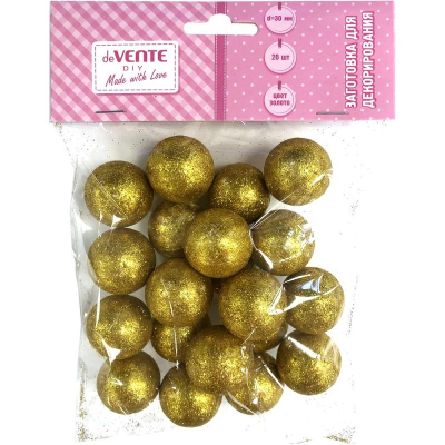 Заготовка для декорирования из пенопласта deVENTE 'Шар' d- 3см  20шт золотой