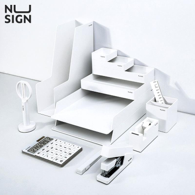 Органайзер настольный Deli 'Nusign' 13 предметов с калькулятором степлером белый