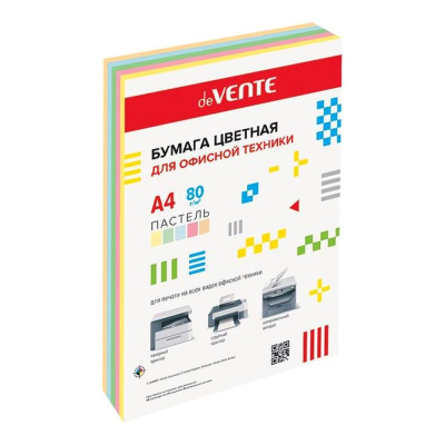 Бумага цветная Mix A4 deVENTE  80г Пастельные цвета  5цв х100л