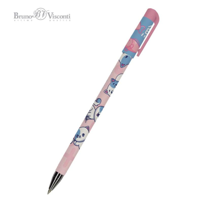 Ручка шариковая BrunoVisconti® 0.5мм 'HappyWrite' 'Kawaii animals' Котенок синяя