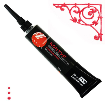 Контур акриловый по стеклу/твёрдым поверхностям Таир  металлик красный 20мл