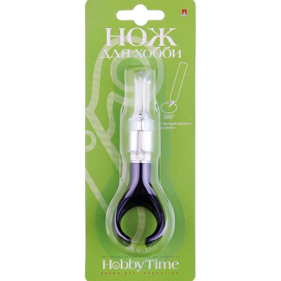 Нож-скальпель Hobby Time с фиксацией на пальце и вращающимся лезвием в блистере
