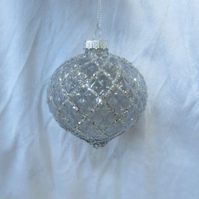 Шар  80мм прозрачный 'Ромбы' стекло