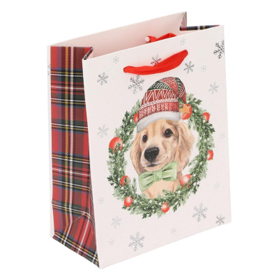 Пакет подарочный новогодний 12х14х6см 'Christmas Dog'
