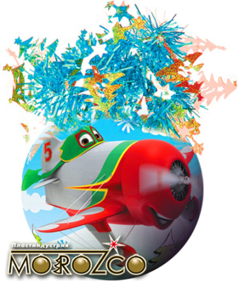 Шар  95мм Новогодний Рождественский Самолеты Эль Чупакабра и Дасти 