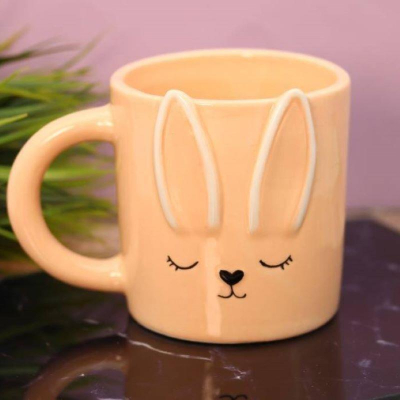 Кружка керамическая 450мл 'Sleepy rabbit' розовая