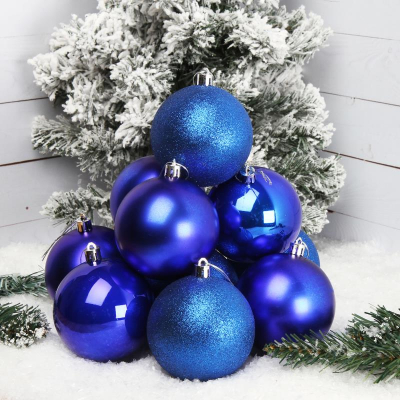 Шар  80мм синий пластик 12шт