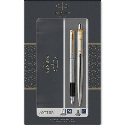 Набор ручка перьевая +шариковая Parker Jotter Stainless Steel GT