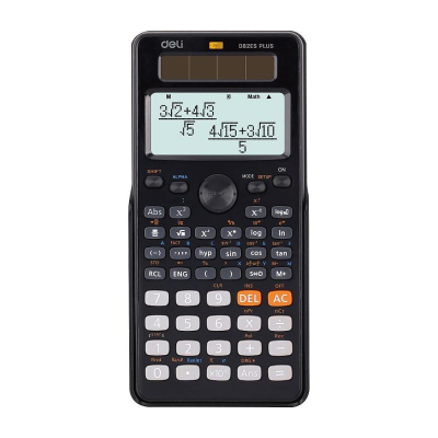 Калькулятор научный Deli 10 +2 разрядов 252 функции DP 80х175х20мм 180г черный с крышкой
