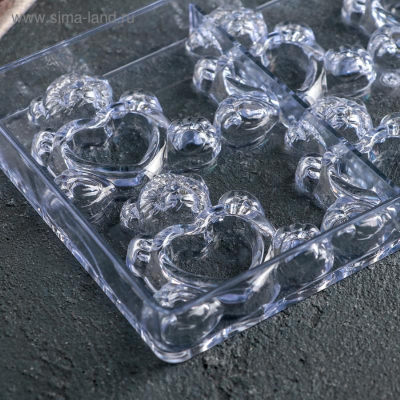 Форма для шоколада пластиковая Влюбленные мишки 8 ячеек 28х13,5х2.5см