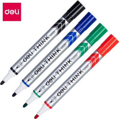 Маркеры для доски Deli 'Think' круглые&nbsp;&nbsp;1-2.0мм&nbsp;&nbsp;4цв в блистере