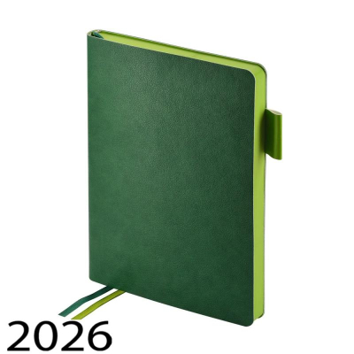 Ежедневник 2026 A5 BrunoVisconti® 'Boston' 336стр тонированный блок гибкая обложка искусственная кожа зеленый