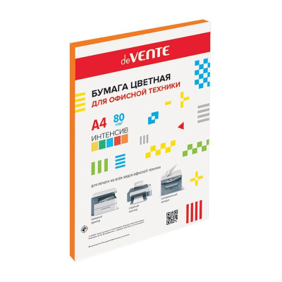 Бумага цветная A4 deVENTE  80г яркая оранжевая  20л