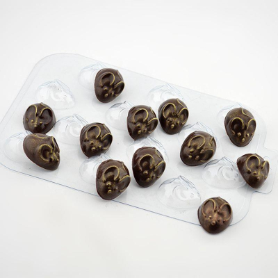 Форма для шоколада пасхальная пластиковая Мир Форм Перепелиные мыши 33х25х15мм