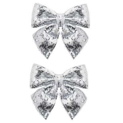 Бант 14см текстиль красный с пайетками 2шт