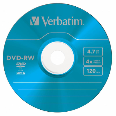 Диск DVD-RW 4.7Gb&nbsp;&nbsp;4X Verbatim Colour Slim Case
