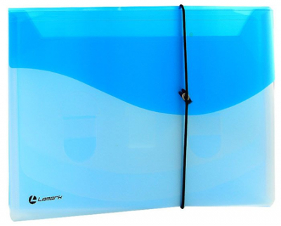 Папка с резиновой застежкой пластиковая A4 с  4 отделениями Lamark полупрозрачная серо-синяя