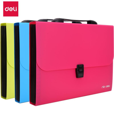 Папка-портфель A4&nbsp;&nbsp;13 отделений Deli 'Rio' с выдвижной ручкой на замке 3 цвета ассорти