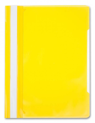 Скоросшиватель пластиковый A4 с прозрачной обложкой-карманом Бюрократ 160/120мкм глянцевый желтый