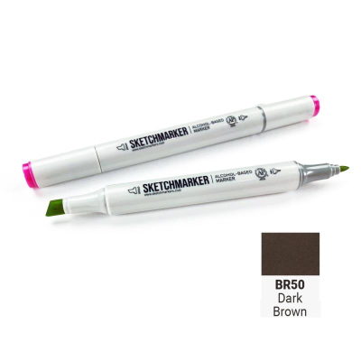 Маркер художественный спиртовой Sketchmarker коричневый темный двусторонний