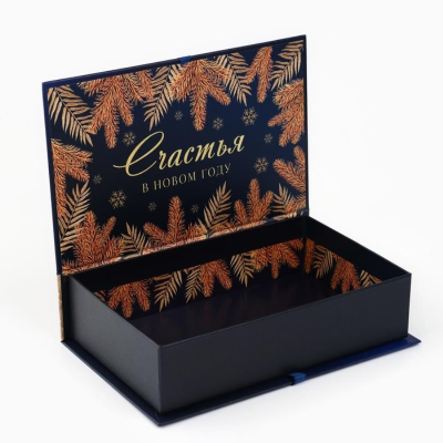 Коробка подарочная новогодняя прямоугольная 20х12х5см 'Золотые шары'