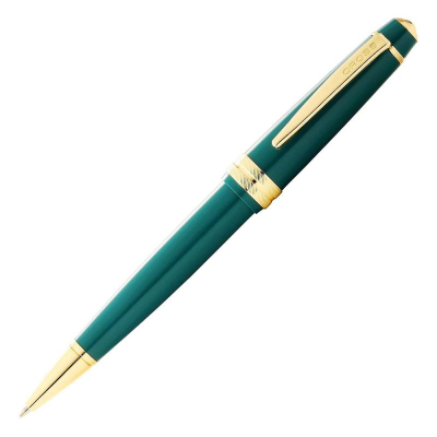 Ручка шариковая Cross 'Bailey Light' Polished Green Resin and Gold Tone Medium черные чернила