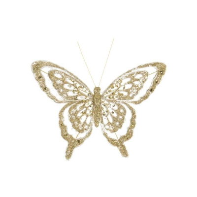 Бабочка на прищепке 18х16см золото