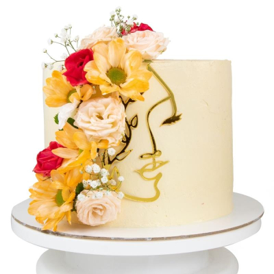 Топпер 'Контур лица с маленькой веткой' акриловый золотой 85х128мм