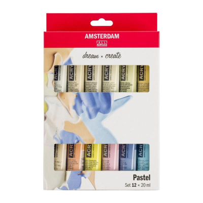 Краски акриловые художественные Royal Talens Amsterdam Standard Pastel 12цв х20мл в картонной коробке